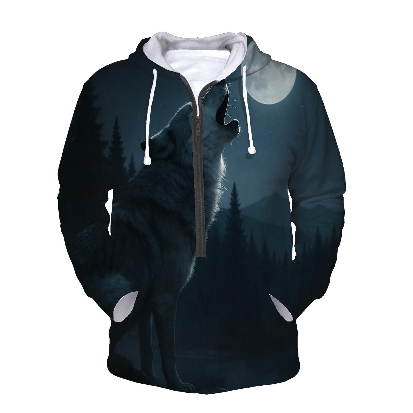 Night Howl Over Pine Ridge premium hoodies