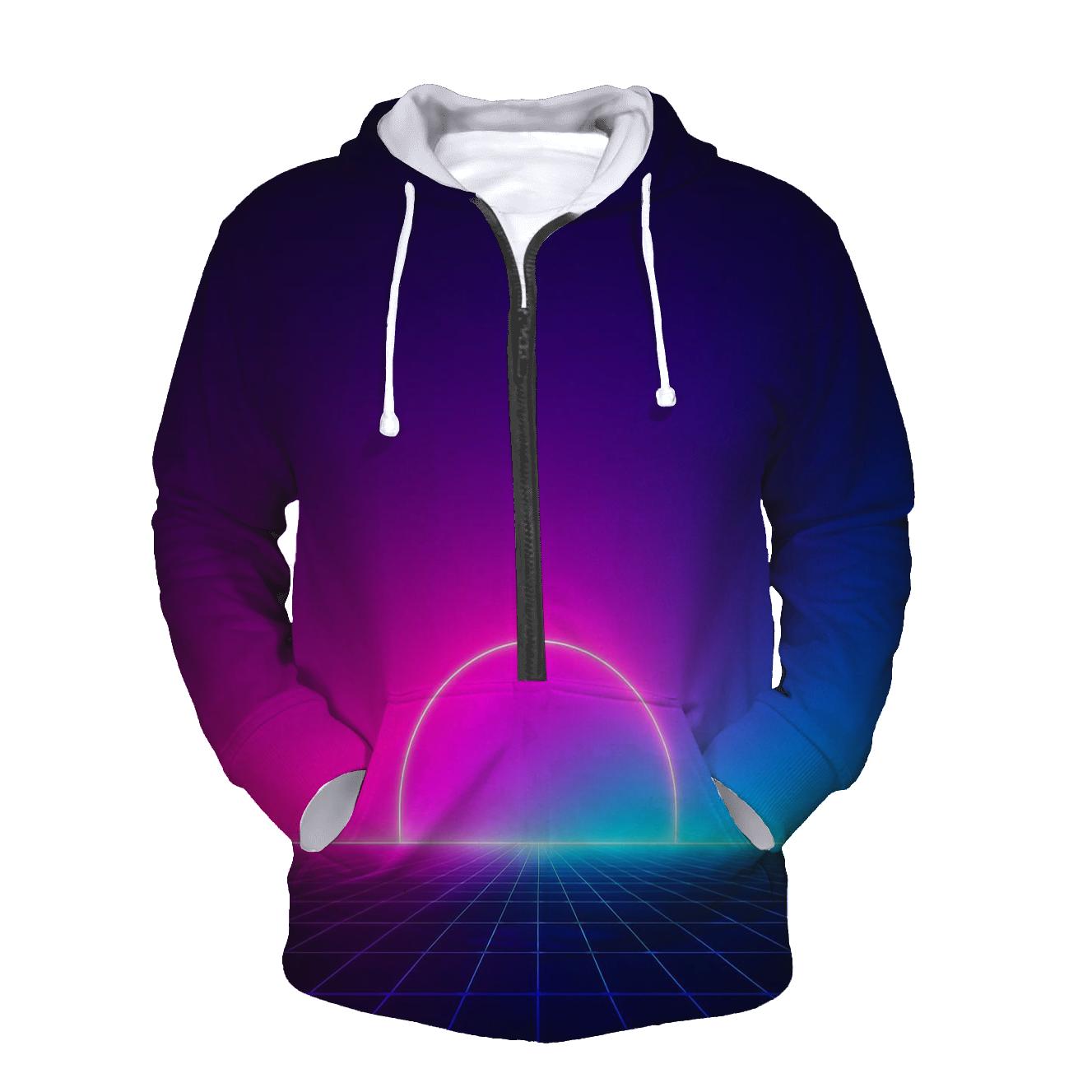 Neon Grid Horizon pullover hoodies