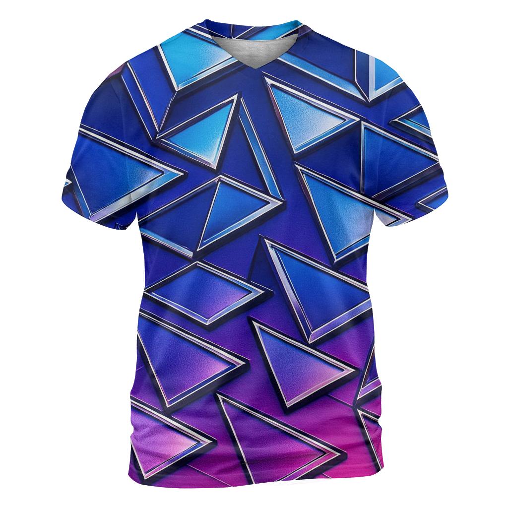 Chrome Mirage Triangles artistic all-over print tops