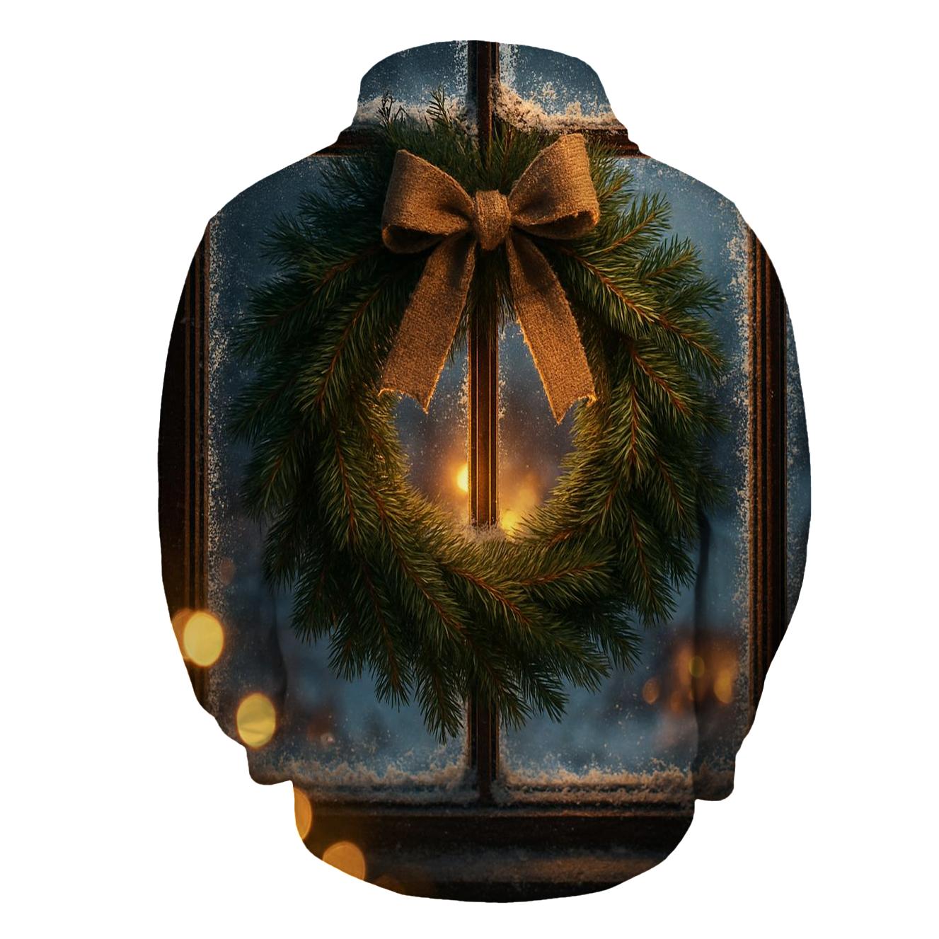 Wreath On Frosted Window zip-up hoodies