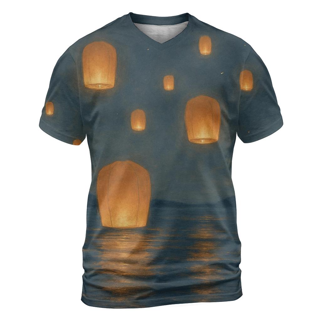 Quiet Harbor Lanterns unique graphic print tees