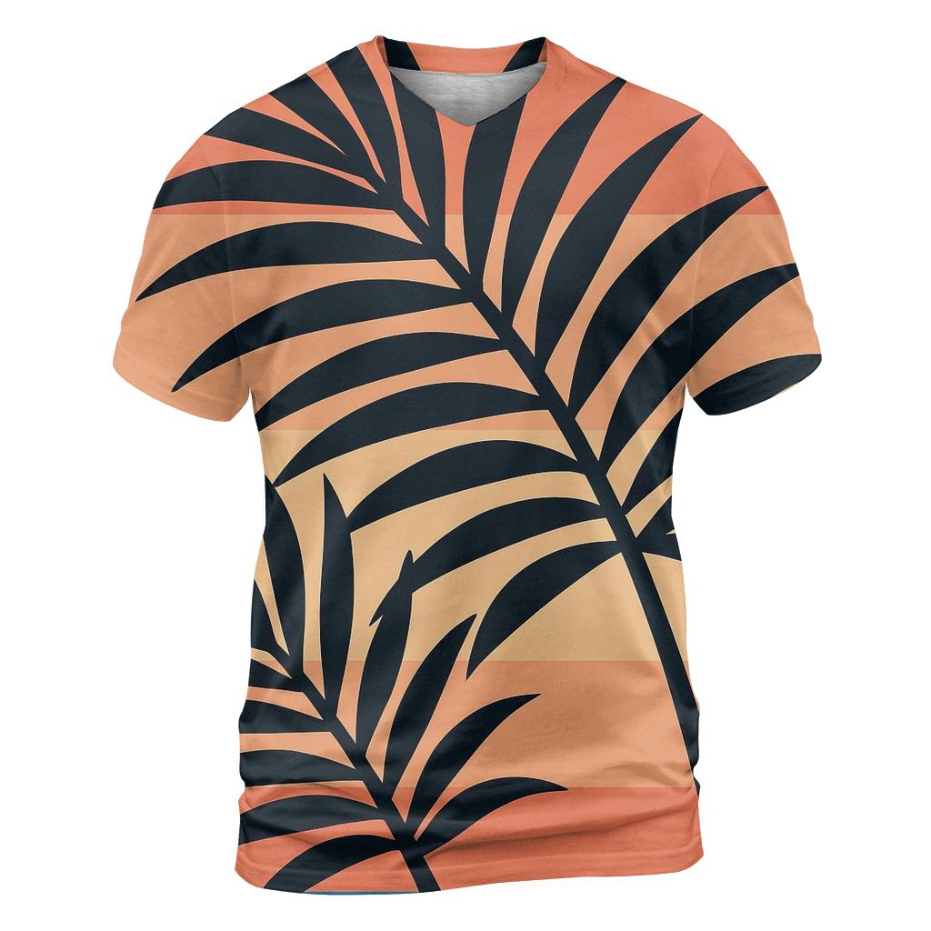 Palm Sunset Stripes vibrant all-over design tees