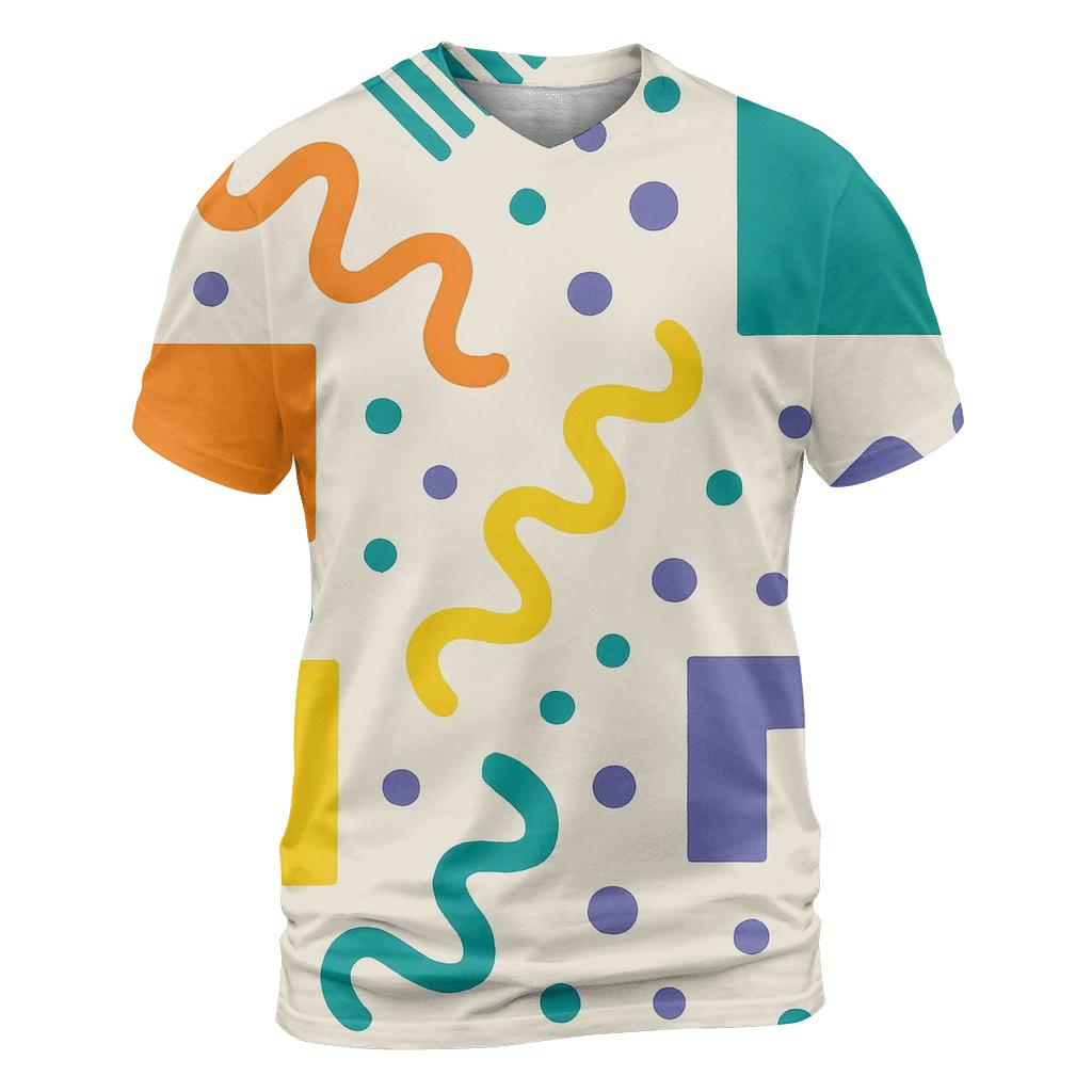 Retro Memphis Shuffle vibrant all-over design tees