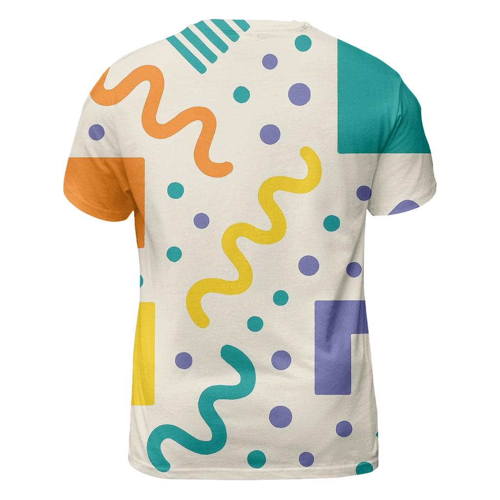 Retro Memphis Shuffle vibrant all-over design tees