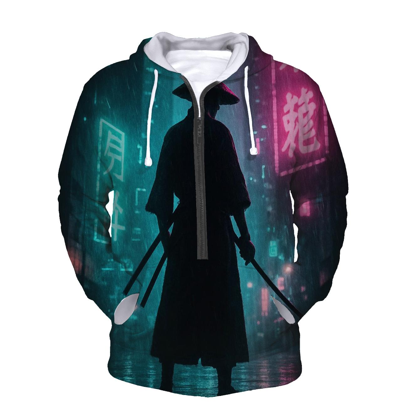 Neon Cyberpunk Samurai designer hoodies
