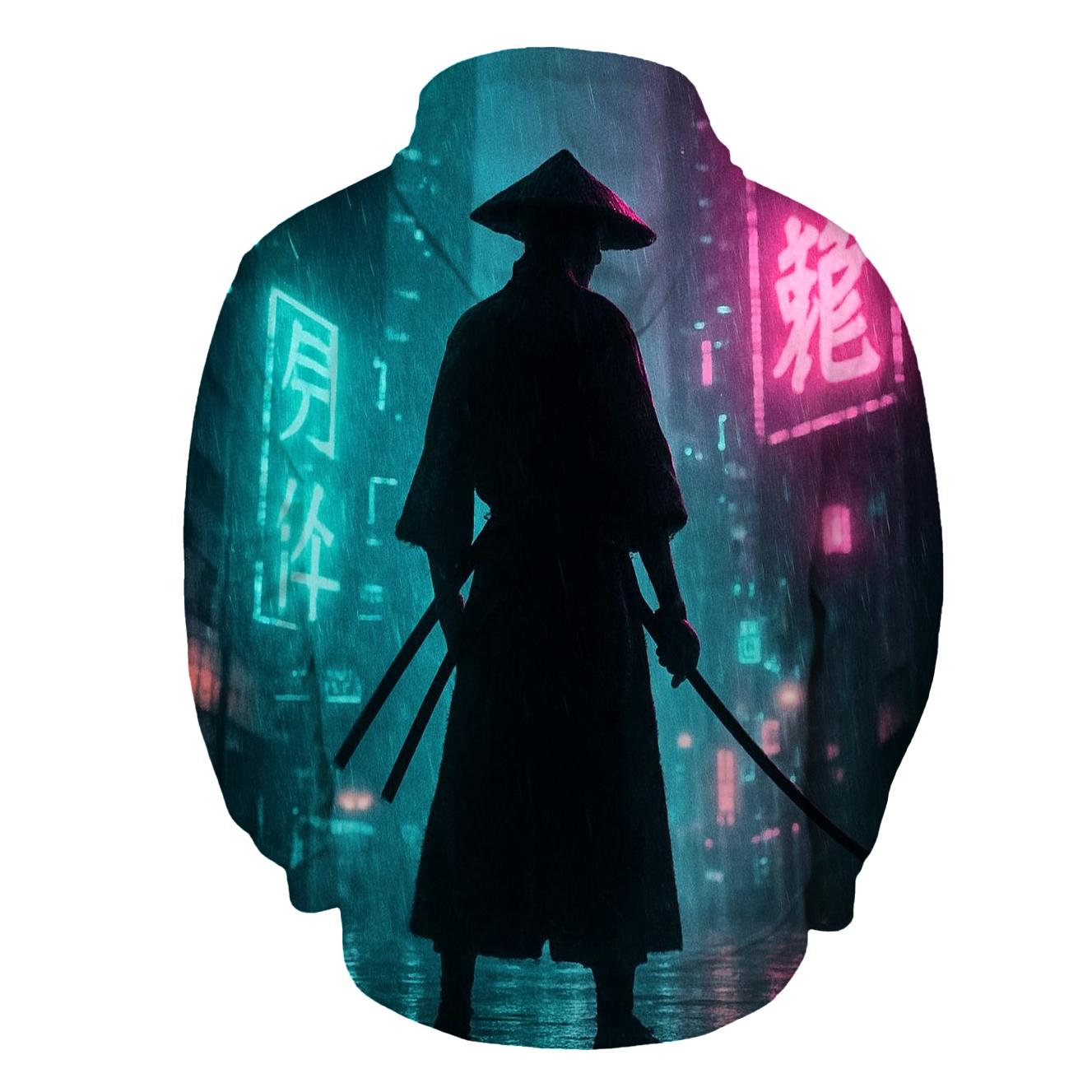 Neon Cyberpunk Samurai designer hoodies
