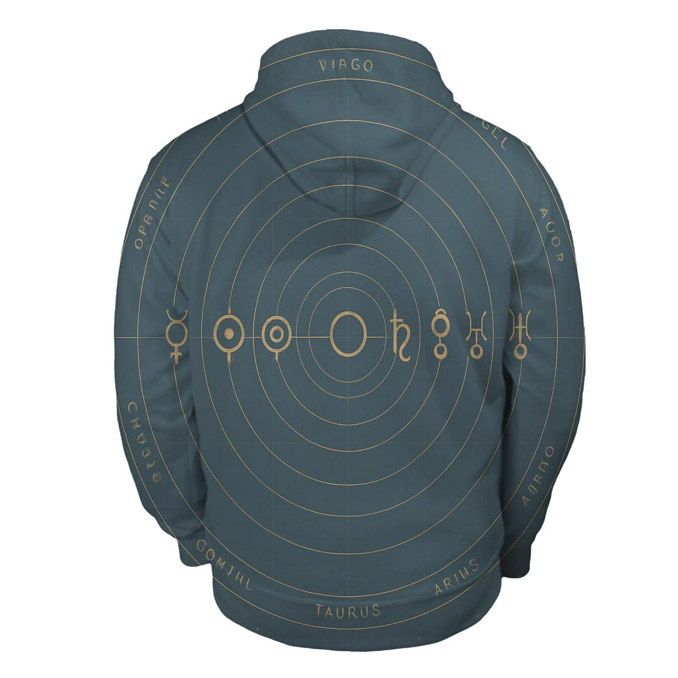 Planetary Alignment Transit Chart printed hoodies