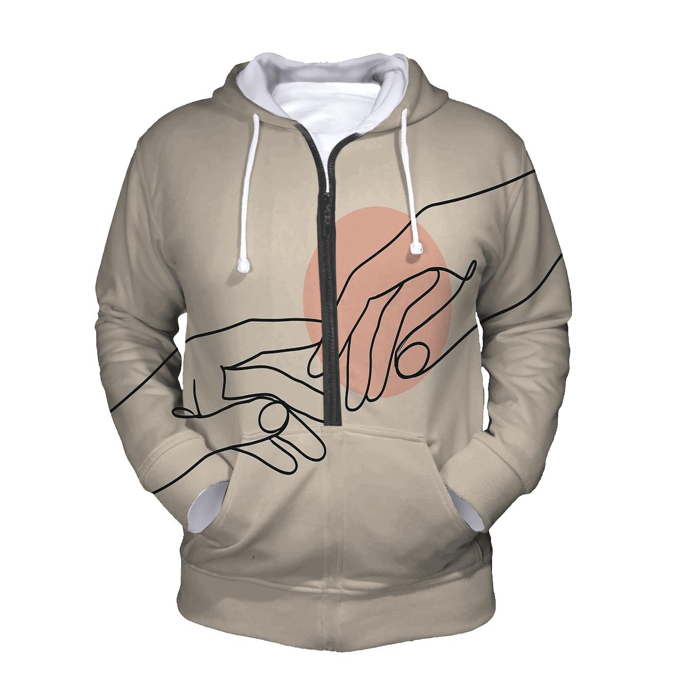 Minimalist Line Art Hands hoodie designs