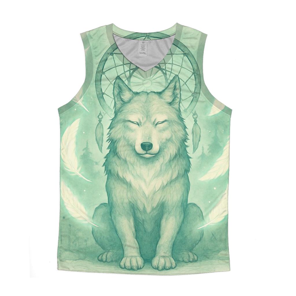 Sage Guardian graphic print tank tops