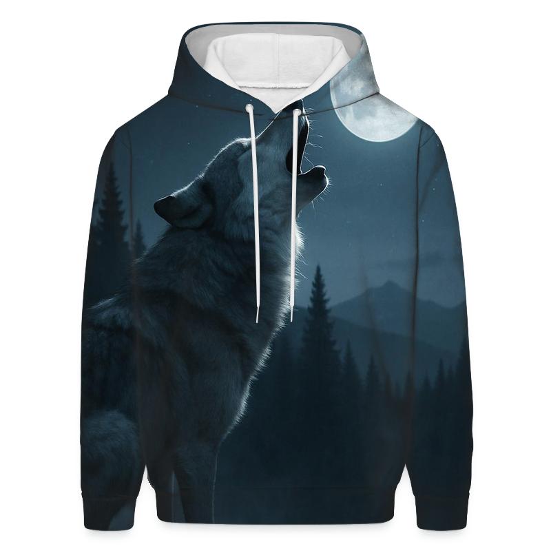 Night Howl Over Pine Ridge embroidered hoodies