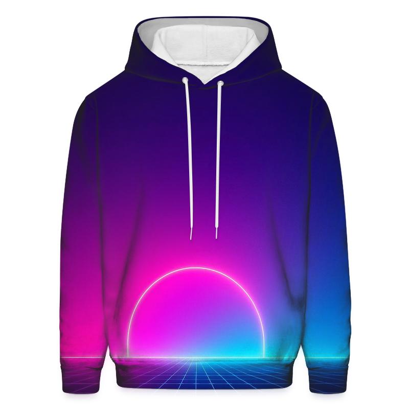 Neon Grid Horizon custom hoodies