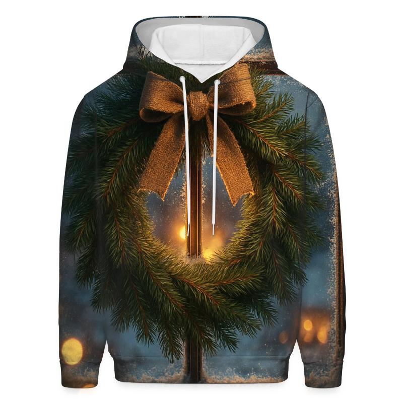 Wreath On Frosted Window hoodie styles