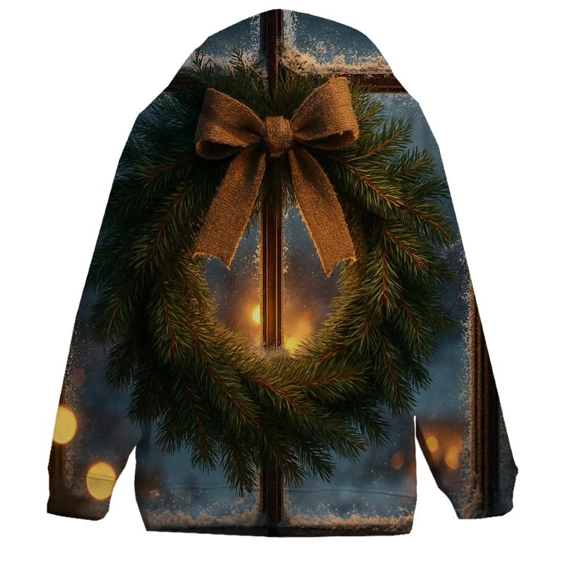Wreath On Frosted Window hoodie styles