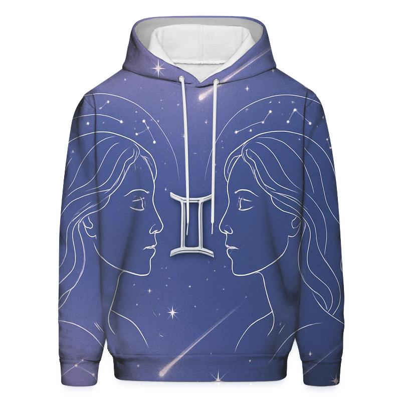 Gemini Celestial Portrait Pair printed hoodies