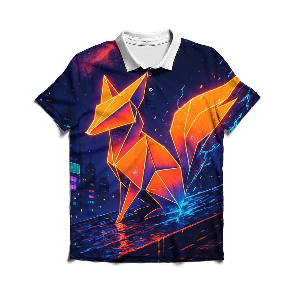 Neon Origami Fox designer slim fit polos