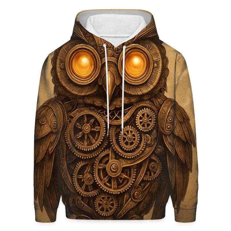 Steampunk Mechanical Owl heavyweight hoodies