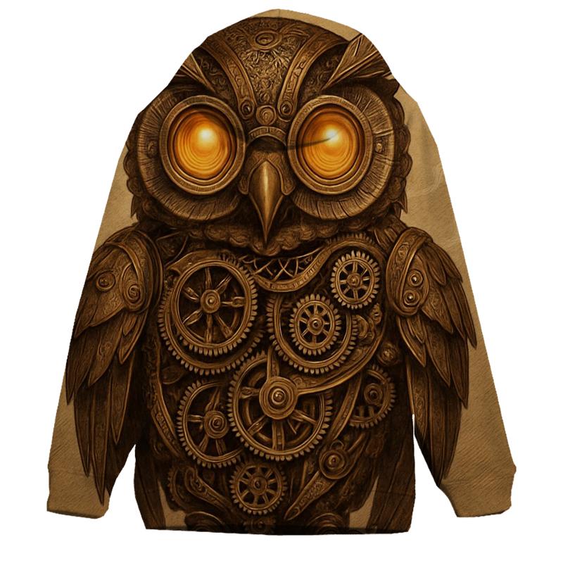 Steampunk Mechanical Owl heavyweight hoodies