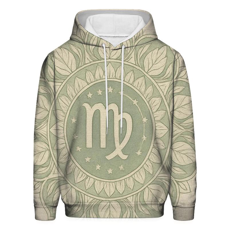 Virgo Earth Mandala Pattern printed hoodies