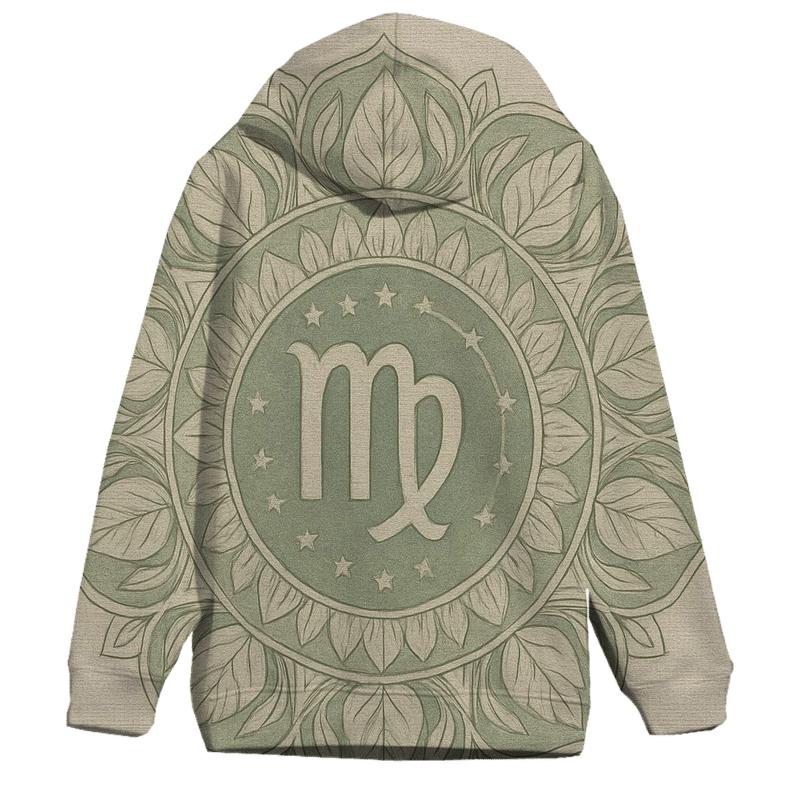 Virgo Earth Mandala Pattern printed hoodies
