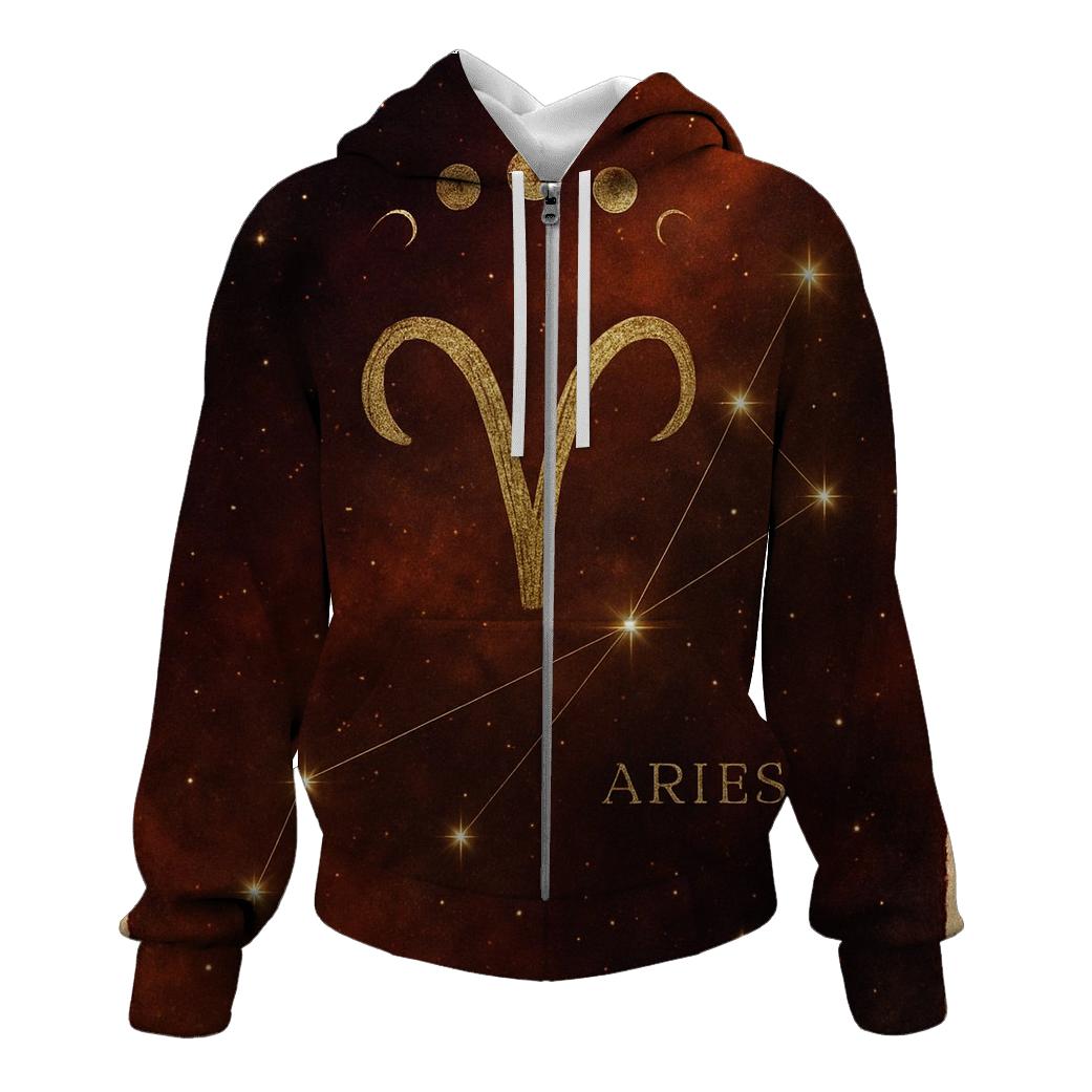 Aries Rising Constellation Map premium hoodies