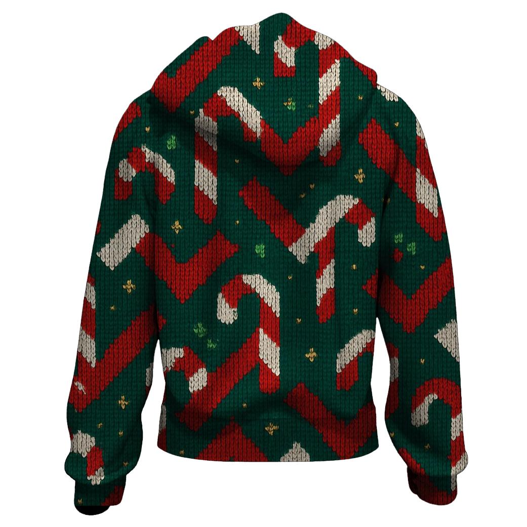 Candy Cane Herringbone Design zip-up hoodies
