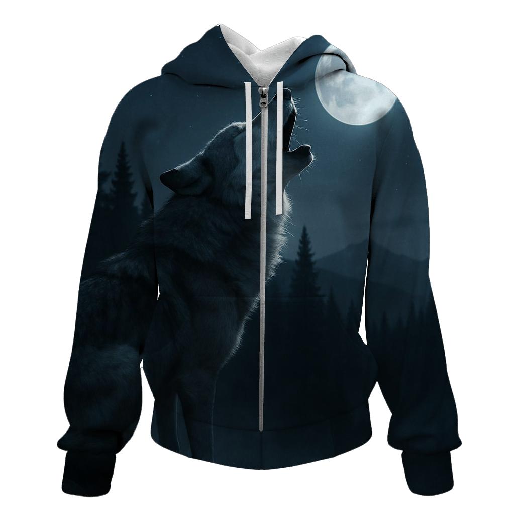 Night Howl Over Pine Ridge premium hoodies