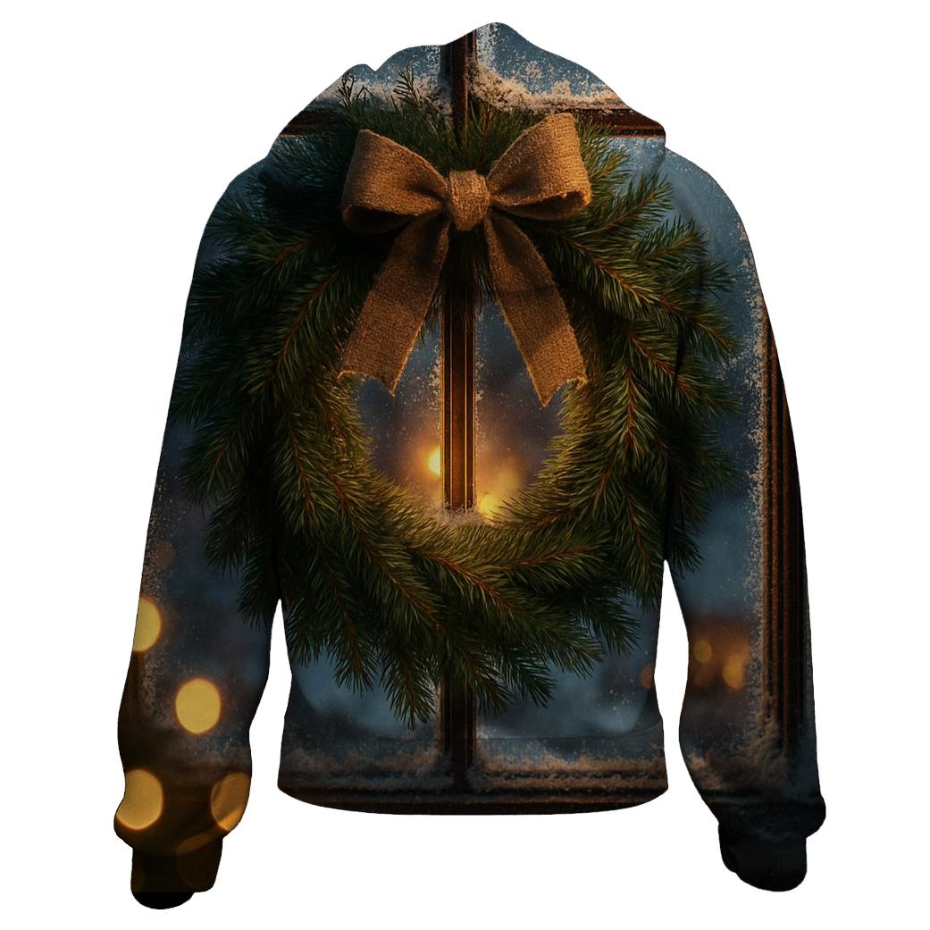 Wreath On Frosted Window hoodie trends