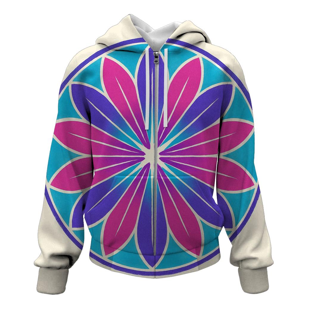 Mandala Sunburst Panel zip-up hoodies