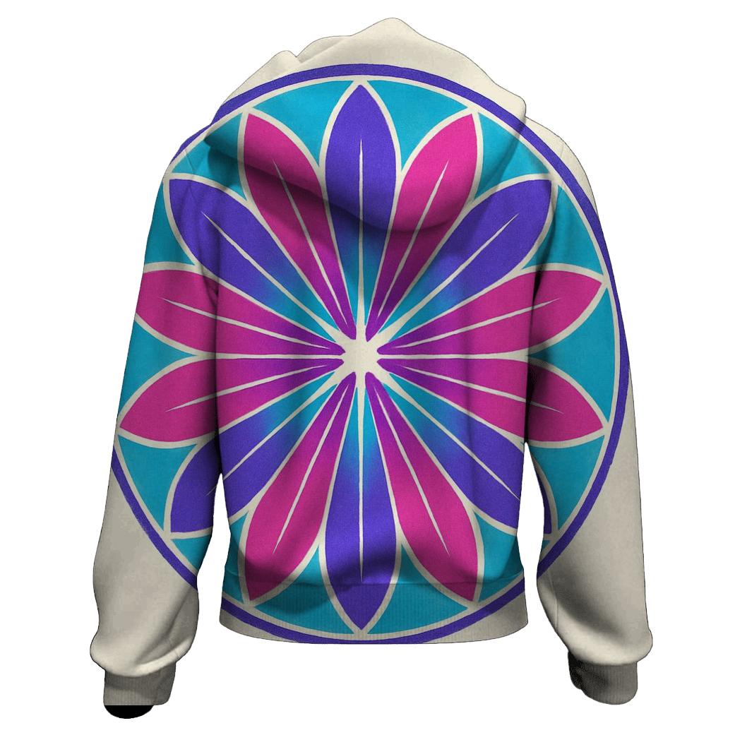Mandala Sunburst Panel zip-up hoodies