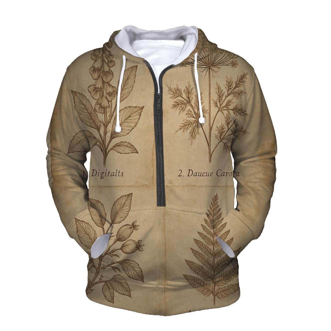 Sepia Botanical Illustration Set premium hoodies