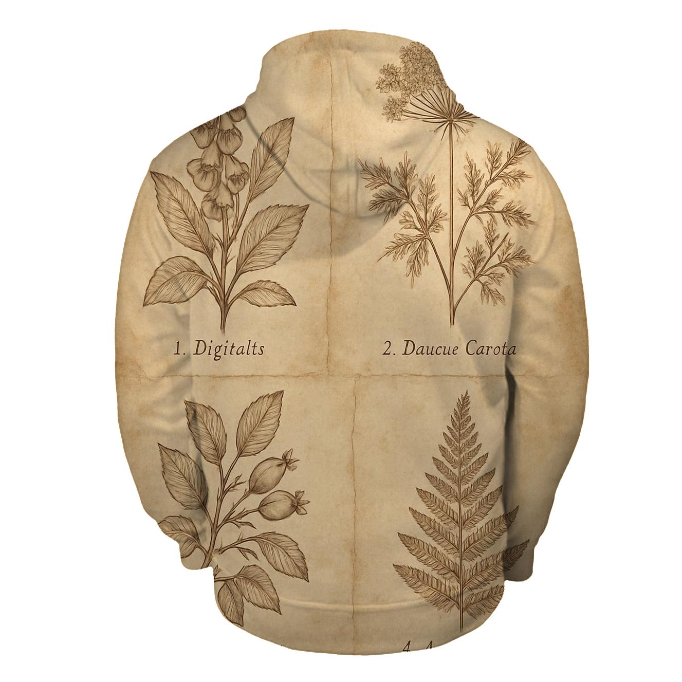 Sepia Botanical Illustration Set premium hoodies