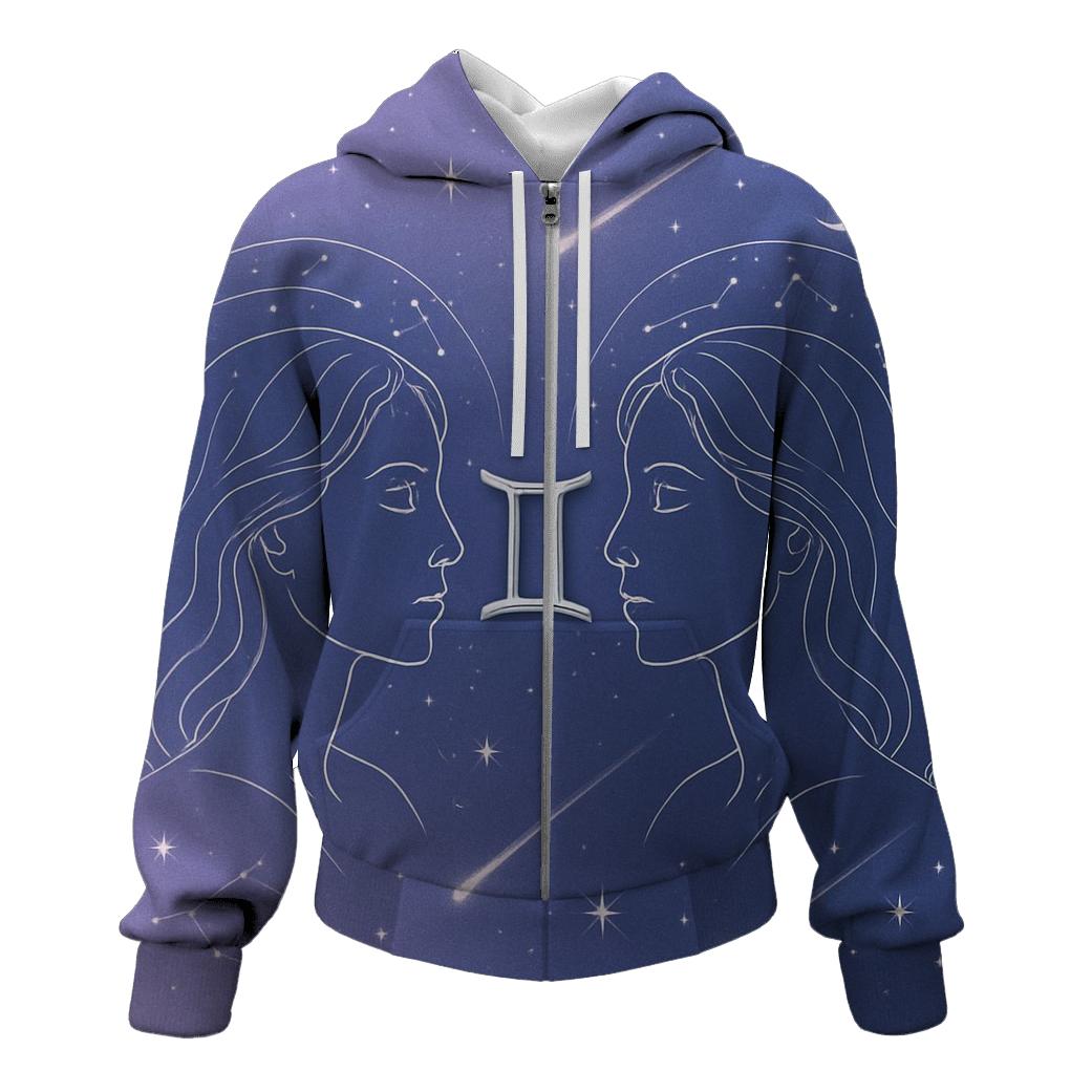 Gemini Celestial Portrait Pair designer hoodies