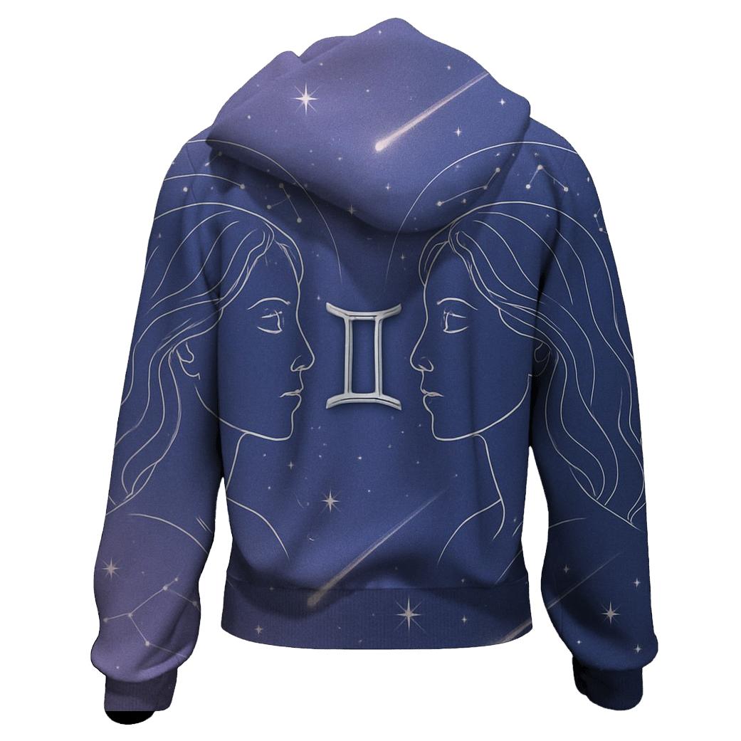 Gemini Celestial Portrait Pair designer hoodies