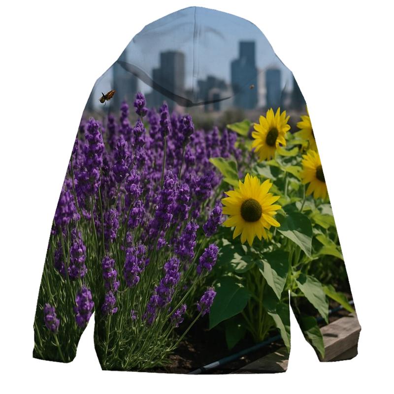 Rooftop Pollinator Garden At Noon embroidered hoodies