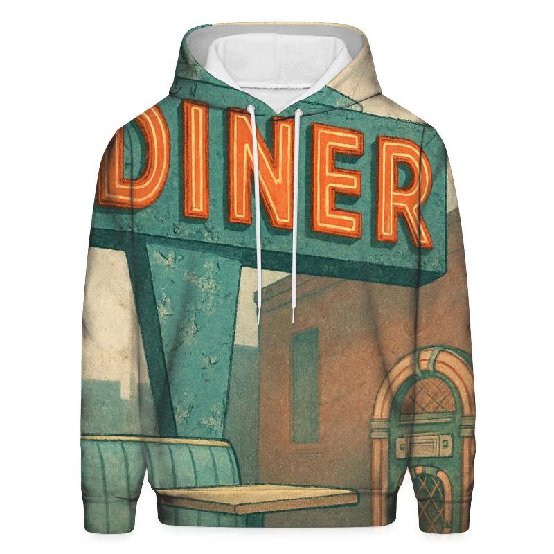 Sunset Boulevard Diner Sign heavyweight hoodies