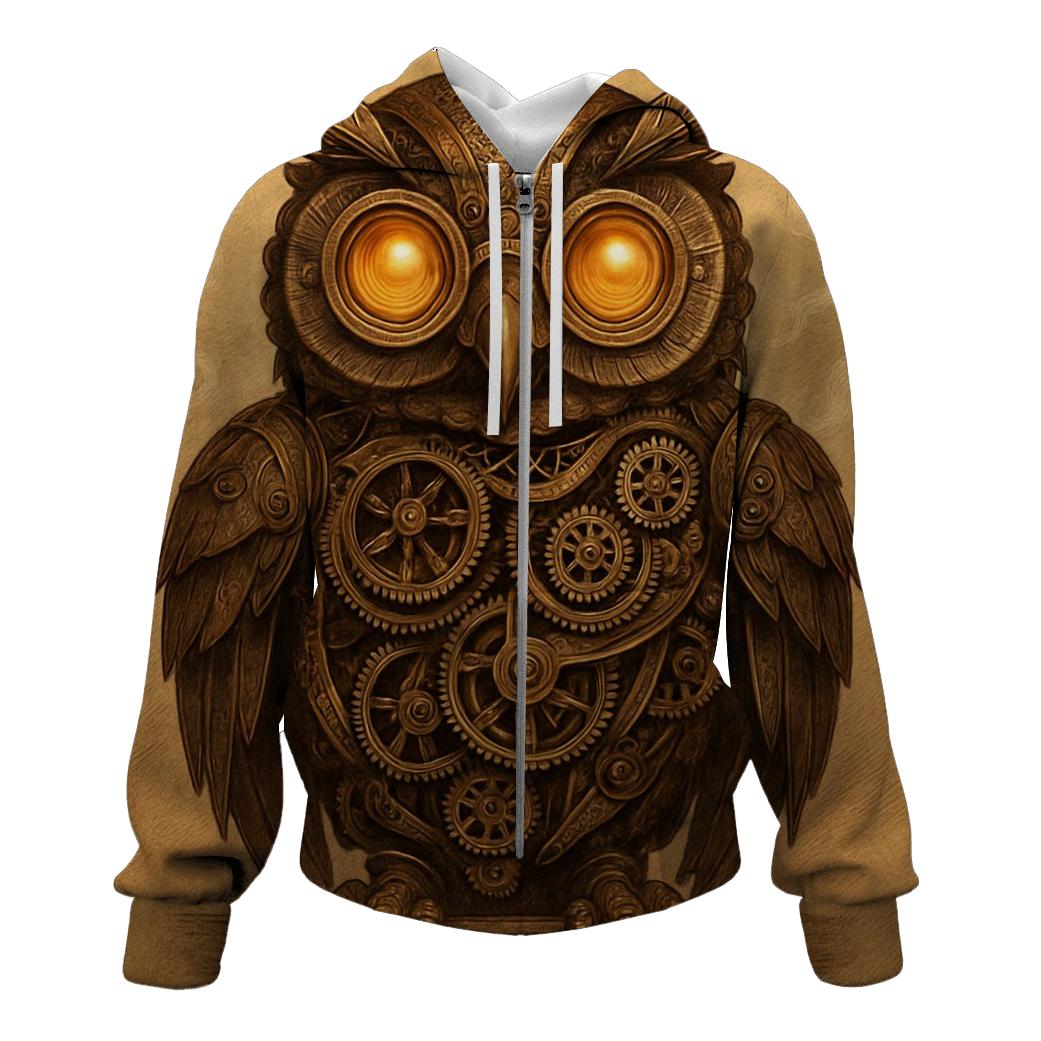 Steampunk Mechanical Owl premium hoodies