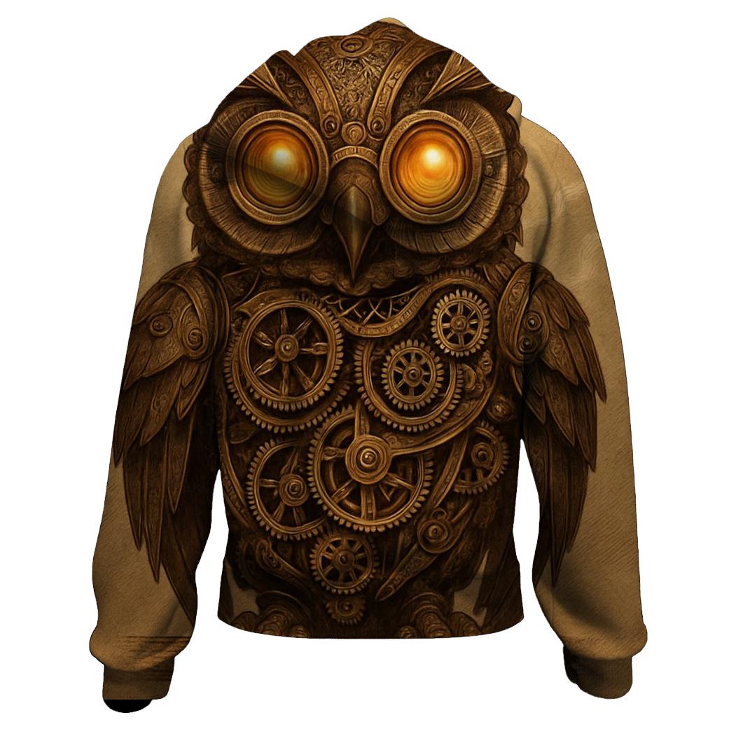 Steampunk Mechanical Owl premium hoodies
