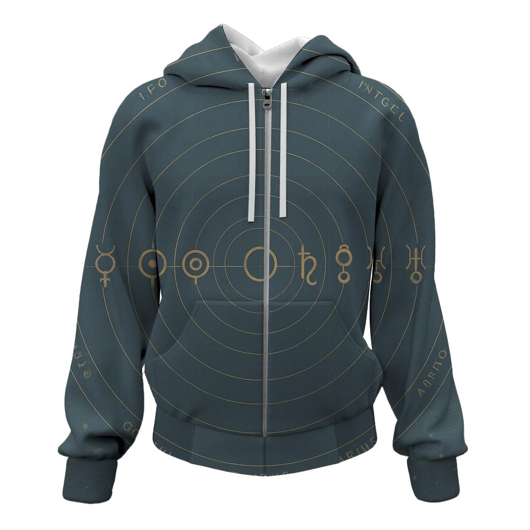 Planetary Alignment Transit Chart embroidered hoodies
