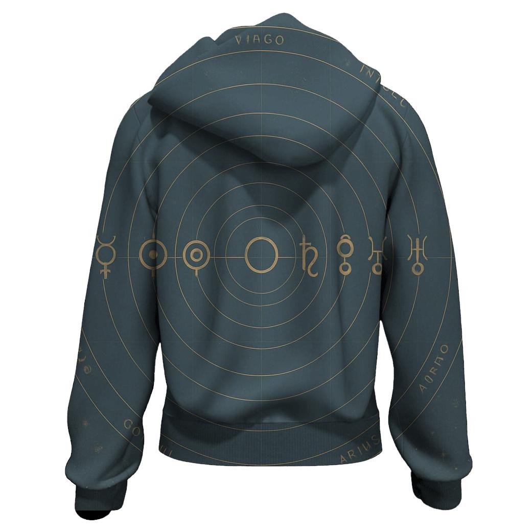 Planetary Alignment Transit Chart embroidered hoodies