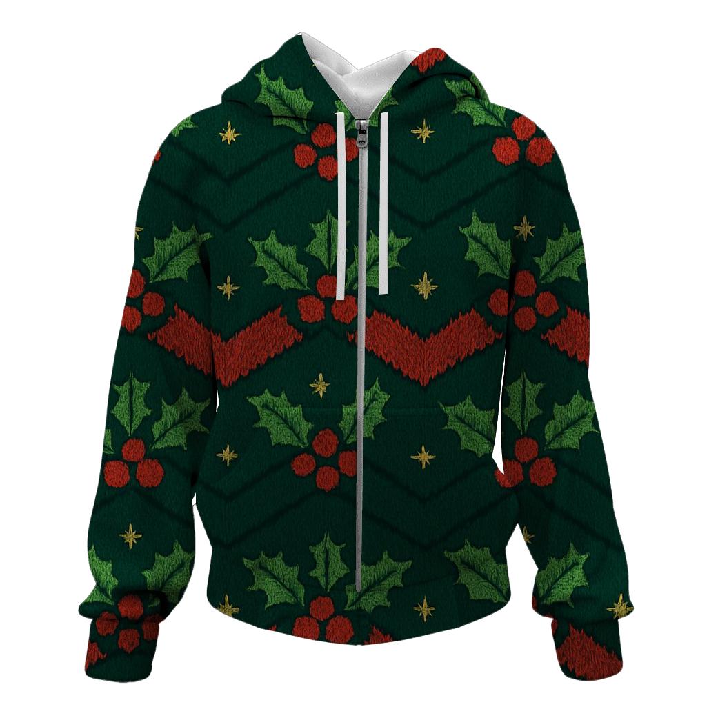 Holly Leaf Chevron Stack Design lightweight hoodies