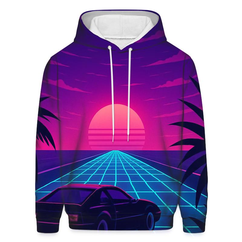 Neon Grid Sunset hoodie designs