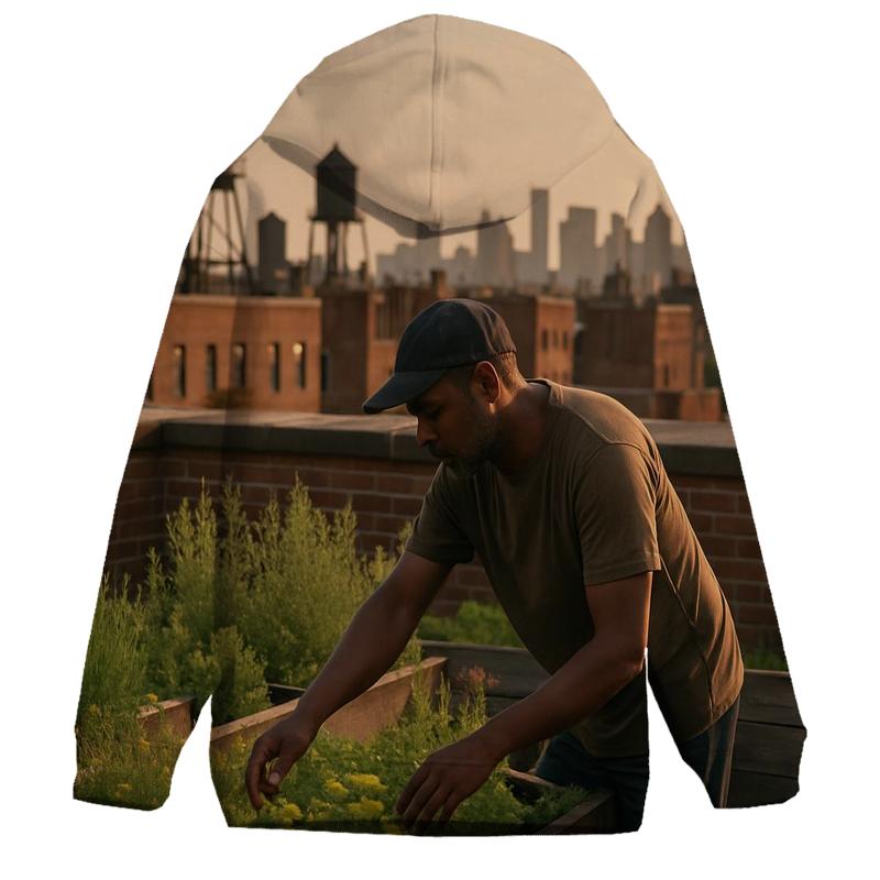 Harlem Rooftop Garden Overlook premium hoodies