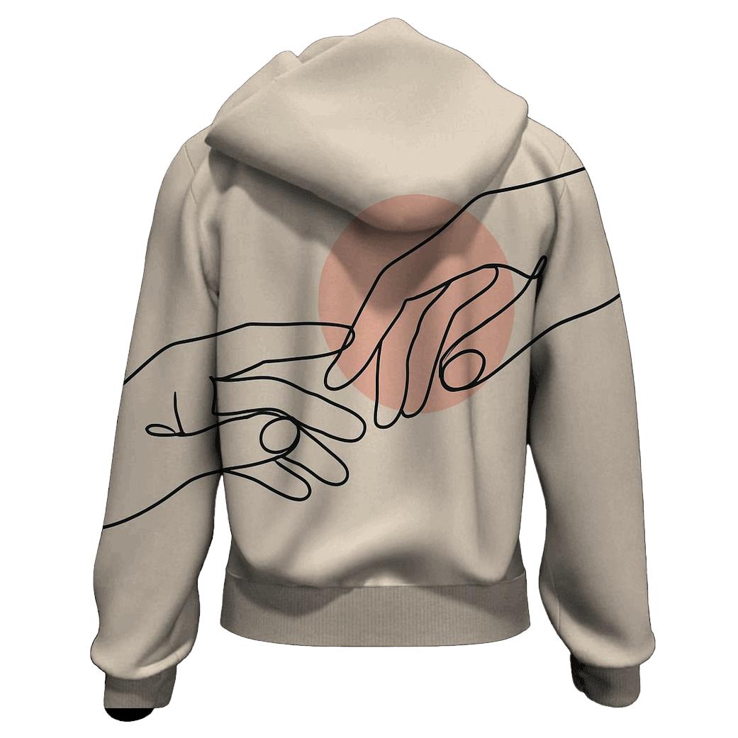 Minimalist Line Art Hands zip-up hoodies