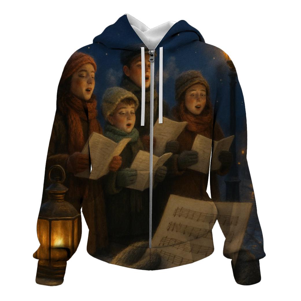 Twilight Carolers On Steps lightweight hoodies