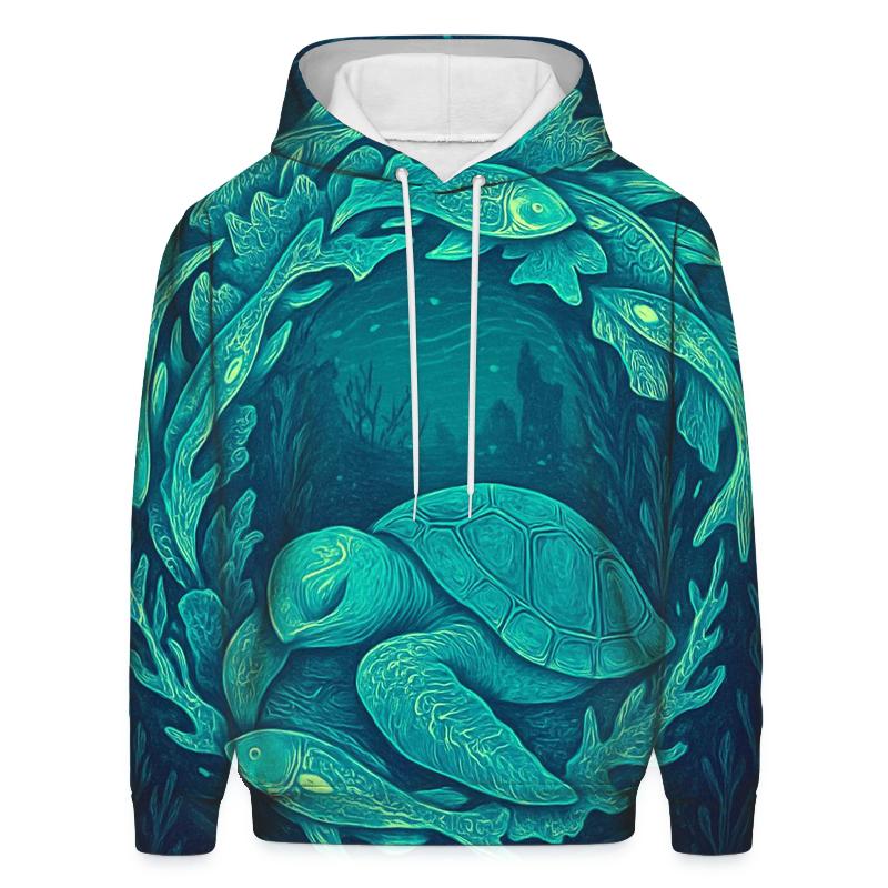 Bioluminescent Reef Ouroboros graphic hoodies