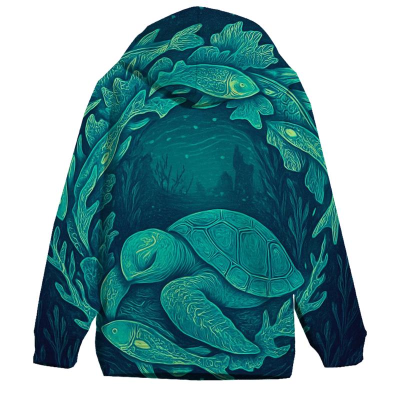 Bioluminescent Reef Ouroboros graphic hoodies