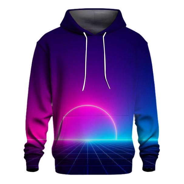 Neon Grid Horizon printed hoodies