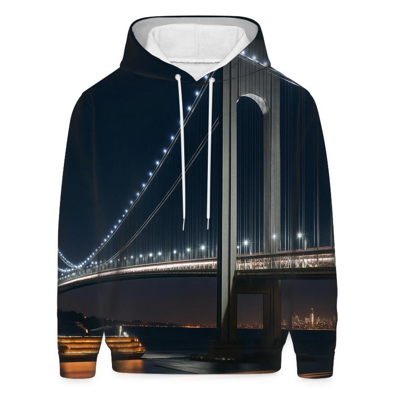 Night Time Bridge Link To Staten Island Ferry lightweight hoodies