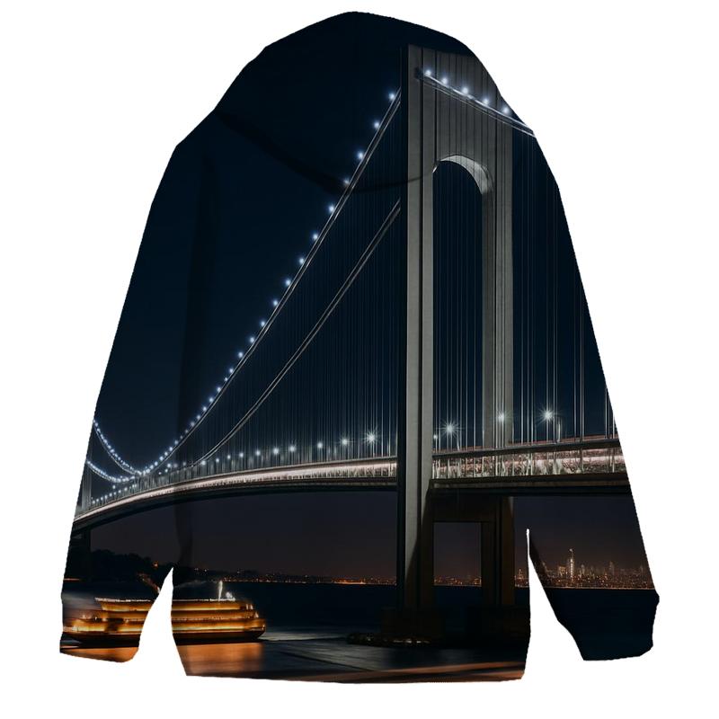 Night Time Bridge Link To Staten Island Ferry lightweight hoodies