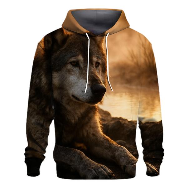 Elder Wolf Resting By Hot Spring lightweight hoodies